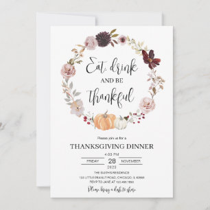 Invitation Thanksgiving minimaliste