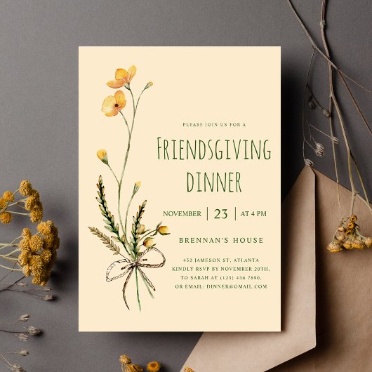 Invitation Thanksgiving Moderne Floral Friendsgiving Dîner