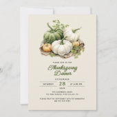 Invitation Thanksgiving Moderne Russe Citrouilles d'aquarelle (Devant)