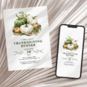 Invitation Thanksgiving Moderne Russe Citrouilles d'aquarelle