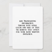 Invitation Thanksgiving Mona Lisa Pilgrie avec la Turquie (Dos)