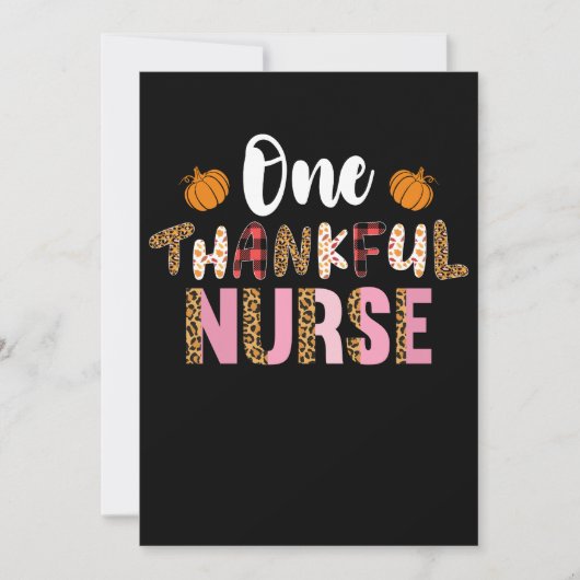 Invitation Thanksgiving One Thankful Nurse Leopard Fall Groov (Devant)