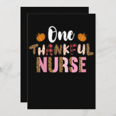 Invitation Thanksgiving One Thankful Nurse Leopard Fall Groov (Devant / Derrière)