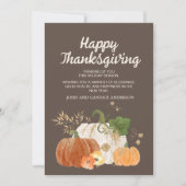 Invitation Thanksgiving Orange Citrouilles Brown Automne (Devant)