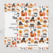 Invitation Thanksgiving Pèlerins Harvest Dîner Motif Invit (Devant / Derrière)