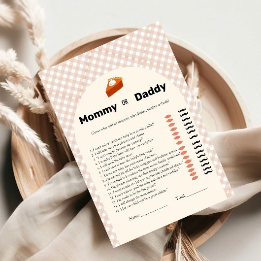 Invitation Thanksgiving pie bébé trait de baby shower jeu Car