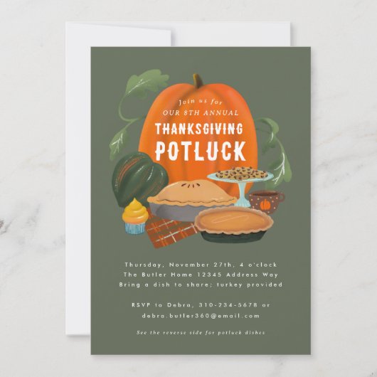 Invitation Thanksgiving Potluck (Devant)