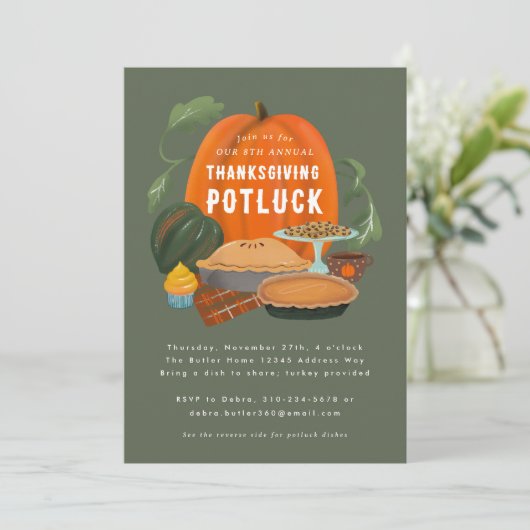Invitation Thanksgiving Potluck (Debout devant)