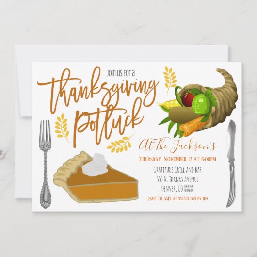 Invitation Thanksgiving Potluck (Devant)