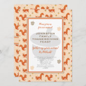 Invitation Thanksgiving Potluck Diner Écureuils et Acorns (Devant / Derrière)