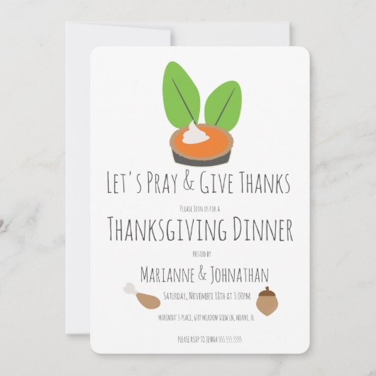 Invitation Thanksgiving Prions et remercions (Devant)