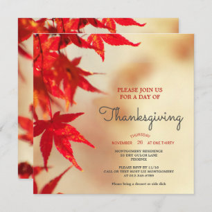 Invitation Thanksgiving Red Autumn quitte le Modèle frontalie