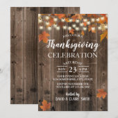 Invitation Thanksgiving Russe Feuilles d'automne et lumières  (Devant / Derrière)