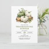 Invitation Thanksgiving Rustic Aquarelle Citrouilles & Plaid (Debout devant)