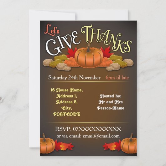 Invitation Thanksgiving Rustique Personnalisable (Devant)