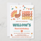 Invitation Thanksgiving Turkey Gobble Gobble Anniversaire (Devant)
