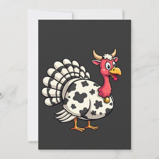 Invitation Thanksgiving Turkey Moo Cow Head Fundy Fall Family (Devant)