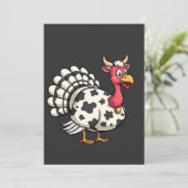 Invitation Thanksgiving Turkey Moo Cow Head Fundy Fall Family (Debout devant)
