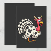 Invitation Thanksgiving Turkey Moo Cow Head Fundy Fall Family (Devant / Derrière)