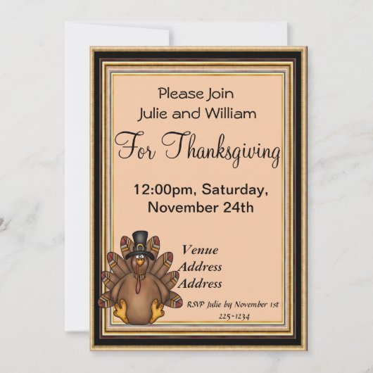Invitation Thanksgiving Turquie (Devant)