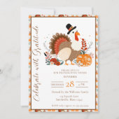 Invitation Thanksgiving Turquie Avec Citrouilles, Automne (Devant)