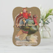 Invitation Thanksgiving Turquie Drôle salutations Vintages (Debout devant)