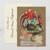 Invitation Thanksgiving Turquie Drôle salutations Vintages (Devant / Derrière)