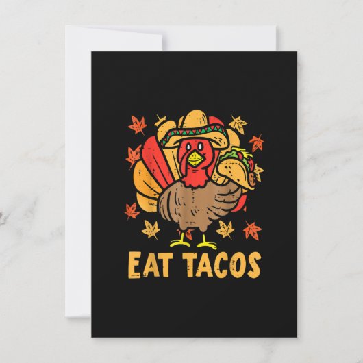 Invitation Thanksgiving Turquie Mange Tacos Funny Garçons Enf (Devant)