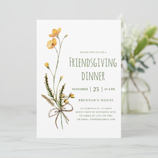 Invitation Thanksgiving Unique Moderne Dîner d'Action d'Ami (Debout devant)