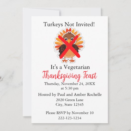 Invitation Thanksgiving végétarien (Devant)