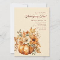 Thanksgiving-Watercolor Citrouille Floral Design-