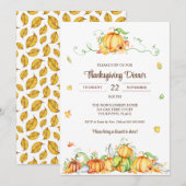 Invitation Thanksgiving Watercolor Citrouille Vines Party (Devant / Derrière)