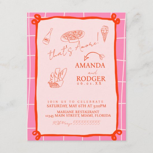 Invitation That’s Amore Italian Doodles Wedding (Devant)