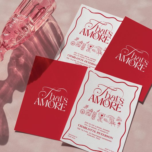 Invitation That’s Amore Red hand drawn Bridal Shower invite