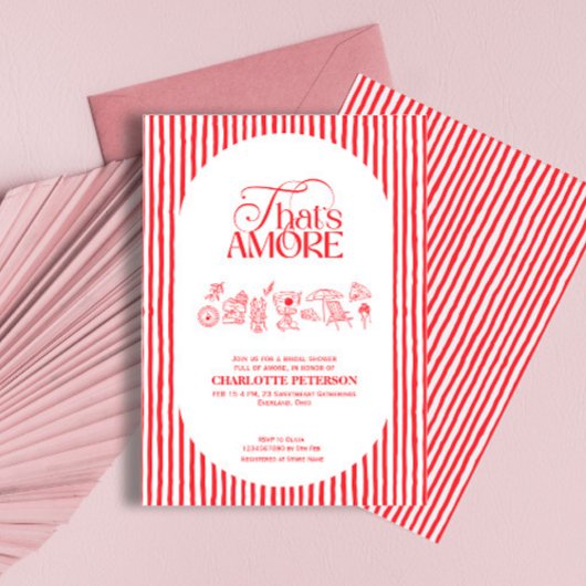 Invitation That’s Amore Red stripes Bridal Shower invite