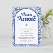 Invitation That's Amore Italian Blue Tile Retro Bridal Shower (Debout devant)