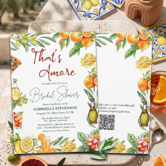 Invitation That's Amore Italian Cocktail QR Code Bridal 