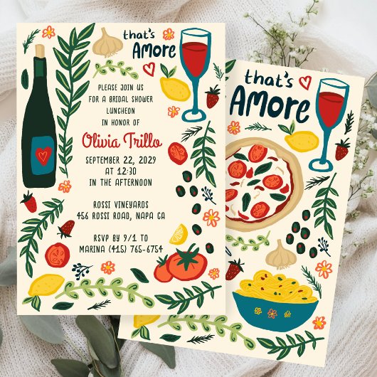 Invitation That's Amore Italian Food CUSTOM Bridal SHower 