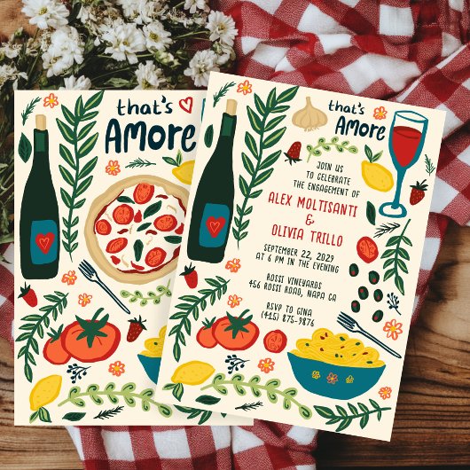 Invitation That's Amore Italian Food CUSTOM Engagement Party