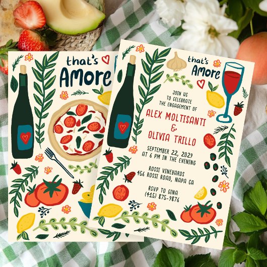 Invitation That's Amore Italian Food CUSTOM Engagement Party