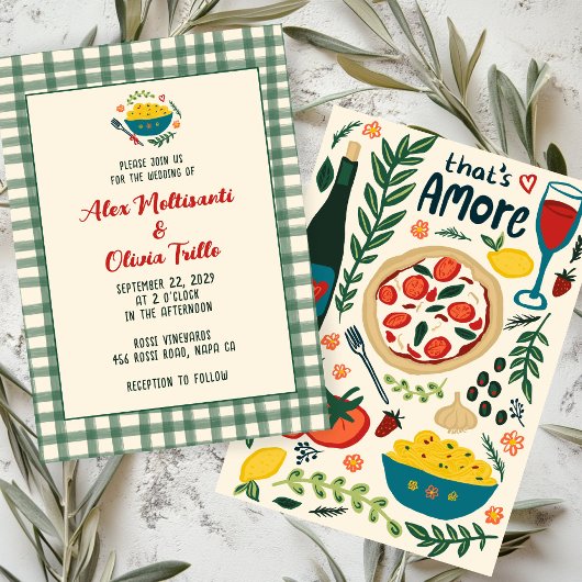 Invitation That's Amore Italian Food CUSTOM Plaid Wedding