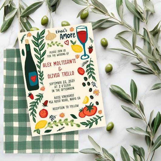 Invitation That's Amore Italian Food CUSTOM Wedding Party 