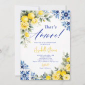 Invitation That's Amore Lemon Blue Frame Roses Bridal Shower  (Devant)