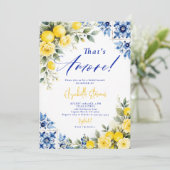 Invitation That's Amore Lemon Blue Frame Roses Bridal Shower  (Debout devant)