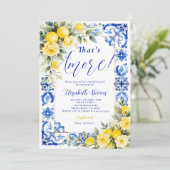 Invitation That's Amore Lemon Blue Tile Floral Bridal Shower  (Debout devant)