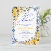 Invitation Thats Amore Lemon Blue Tile Italian Bridal Shower  (Debout devant)
