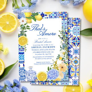 Invitation Thats amore mediterranean blue tiles bridal shower