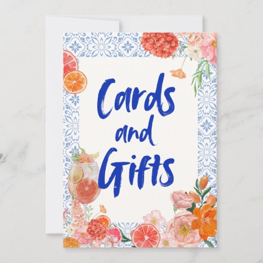 Invitation Thats amore mediterranean blue tiles bridal shower (Devant)