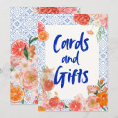 Invitation Thats amore mediterranean blue tiles bridal shower (Devant / Derrière)