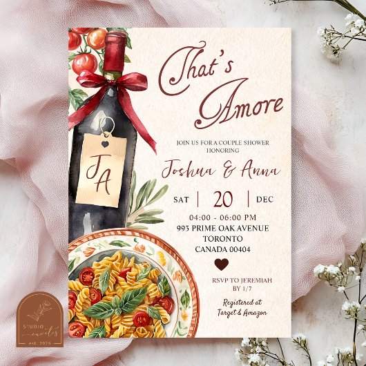 Invitation That's Amore Pasta and Wine Bridal Shower